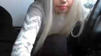 immature blonde slut in her car