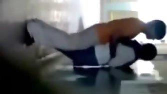 Medical Student Romance in College Corridor