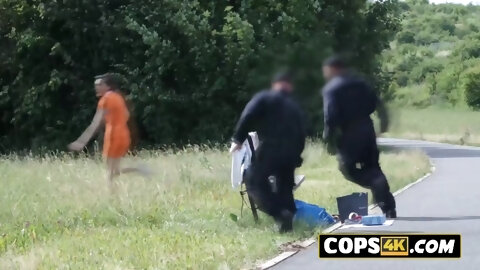 The police station turns into a massive fucked after the prisoner grab the cop cock