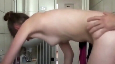 Skinny girl fucked and cummed on