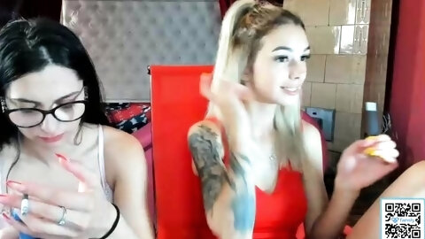 Blonde teen babe drinking wine and stripping chat on webcam