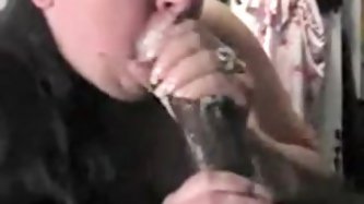 Extremely sloppy 10 inch dark wang oral-service job