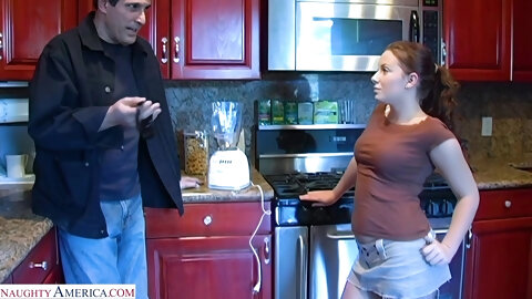 Cute and petite Christie Lee takes her neighbor's cock in all of her wet holes